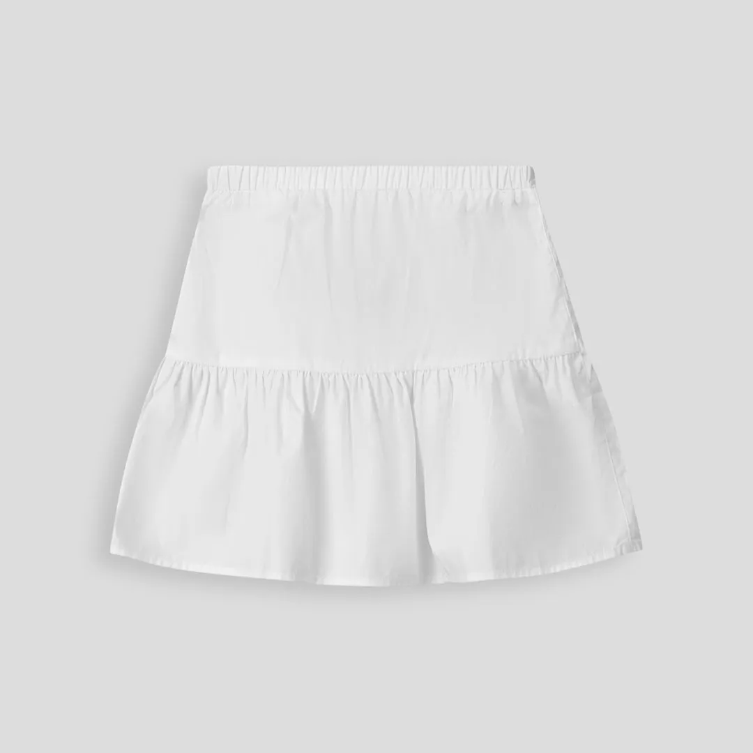 Girls Tiered Mini Skirt _ 153581 _ Optic White