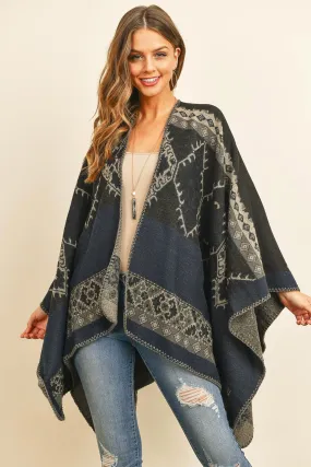 Hdf3154 - Native Pattern Open Front Kimono