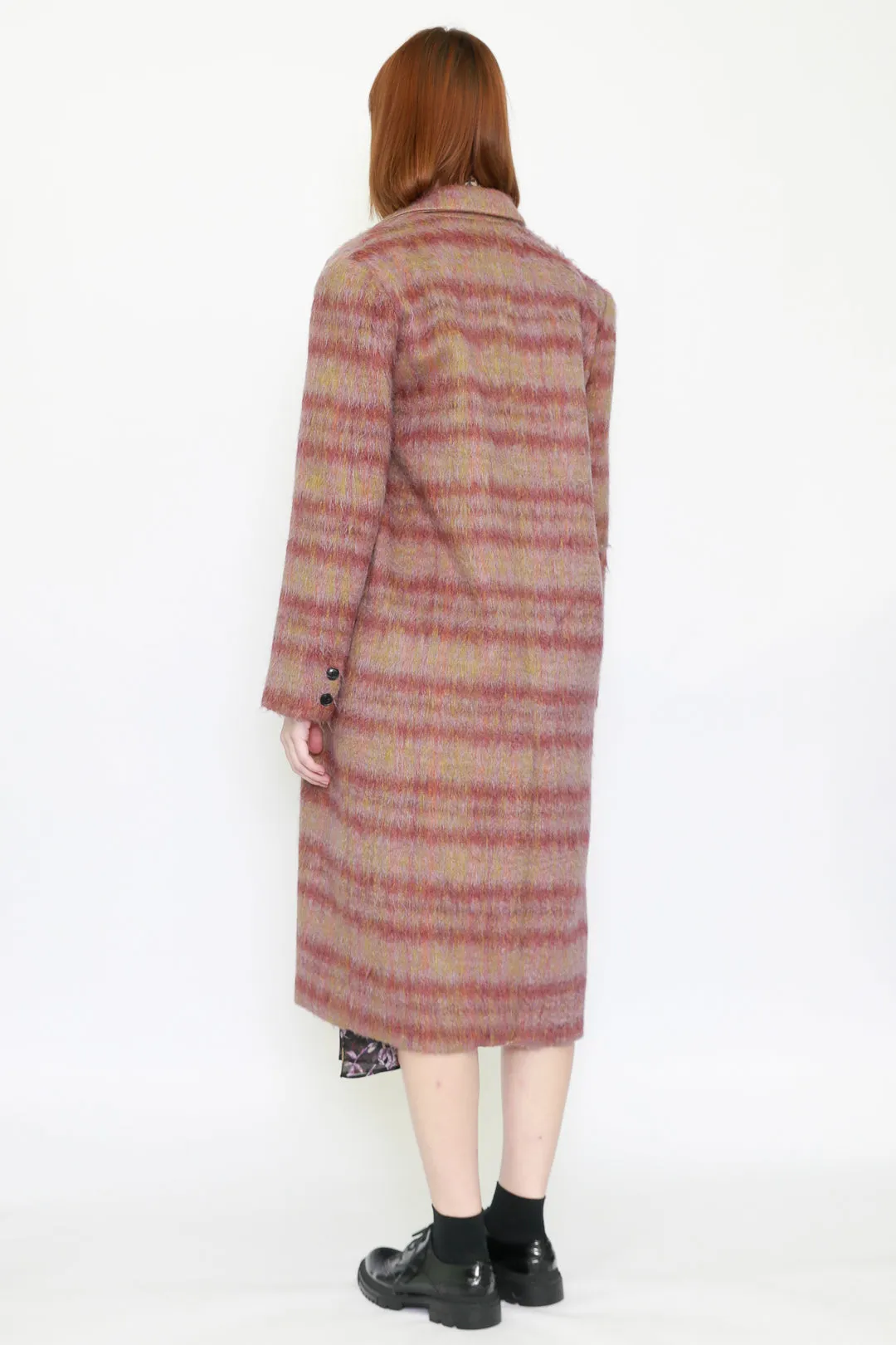 Heavy Wool Blush Red Plaid Coat