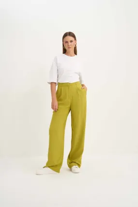 High waist palazzo lime green