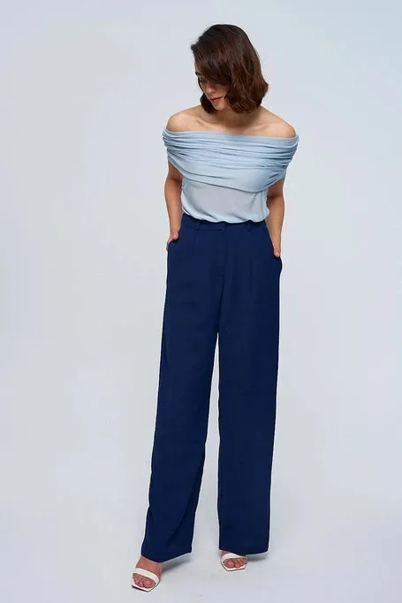 High waist palazzo navy blue