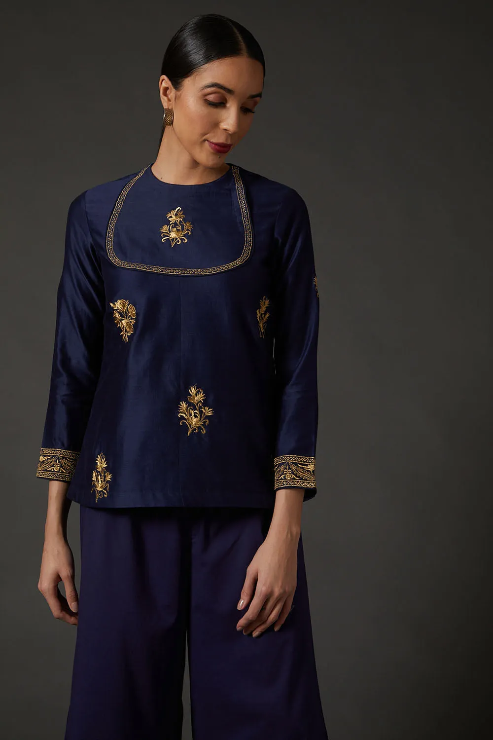 Indigo Blue Embroidered Tunic