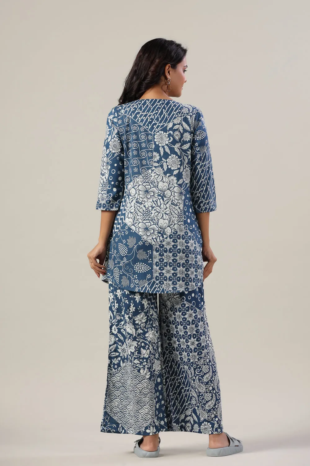 Indigo Patches on Palazzo Loungewear Set