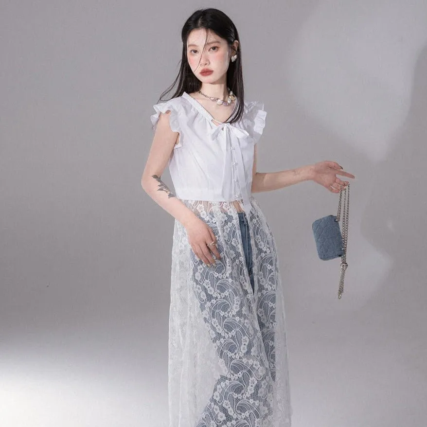 Layered Patchwork Lace Vacation Long Dress