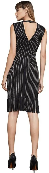 'Lisett' Stripe Fringed Bandage Dress