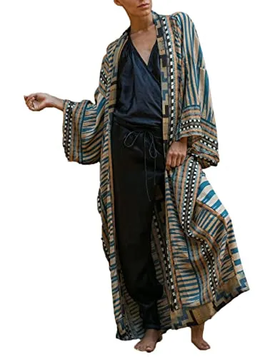 Long Sleeve Print Kimono Cardigans: Women's Beach Cover Up