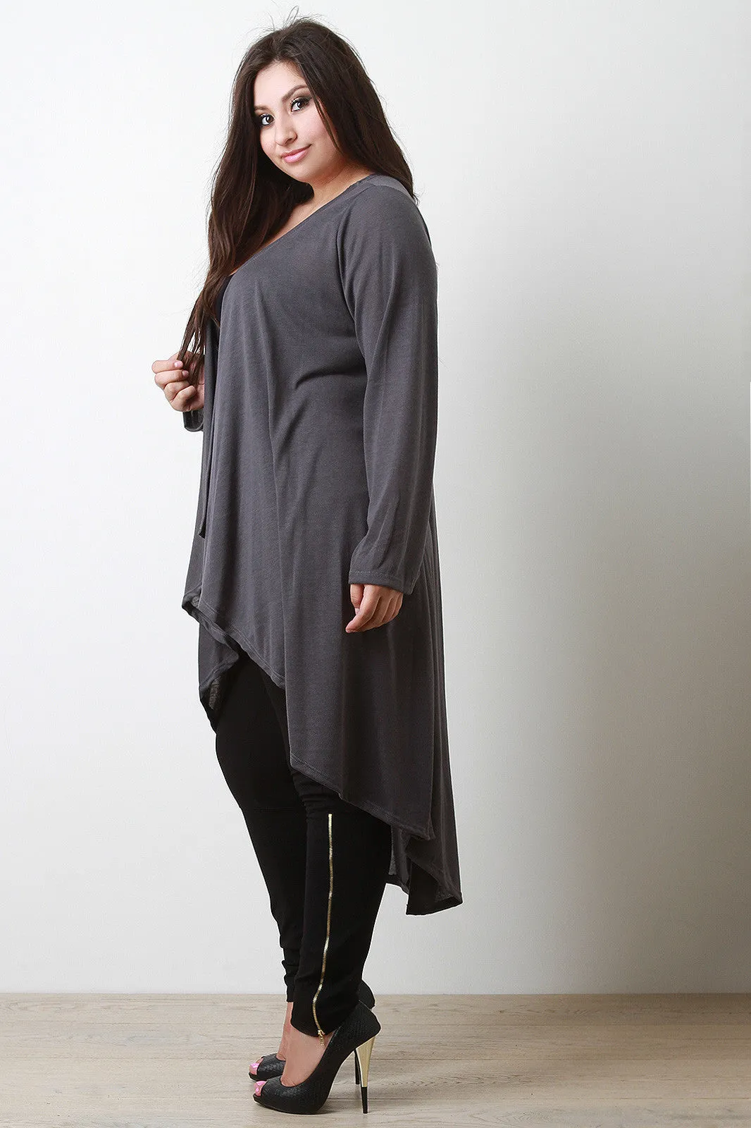 Longline Drape Open Front Cardigan