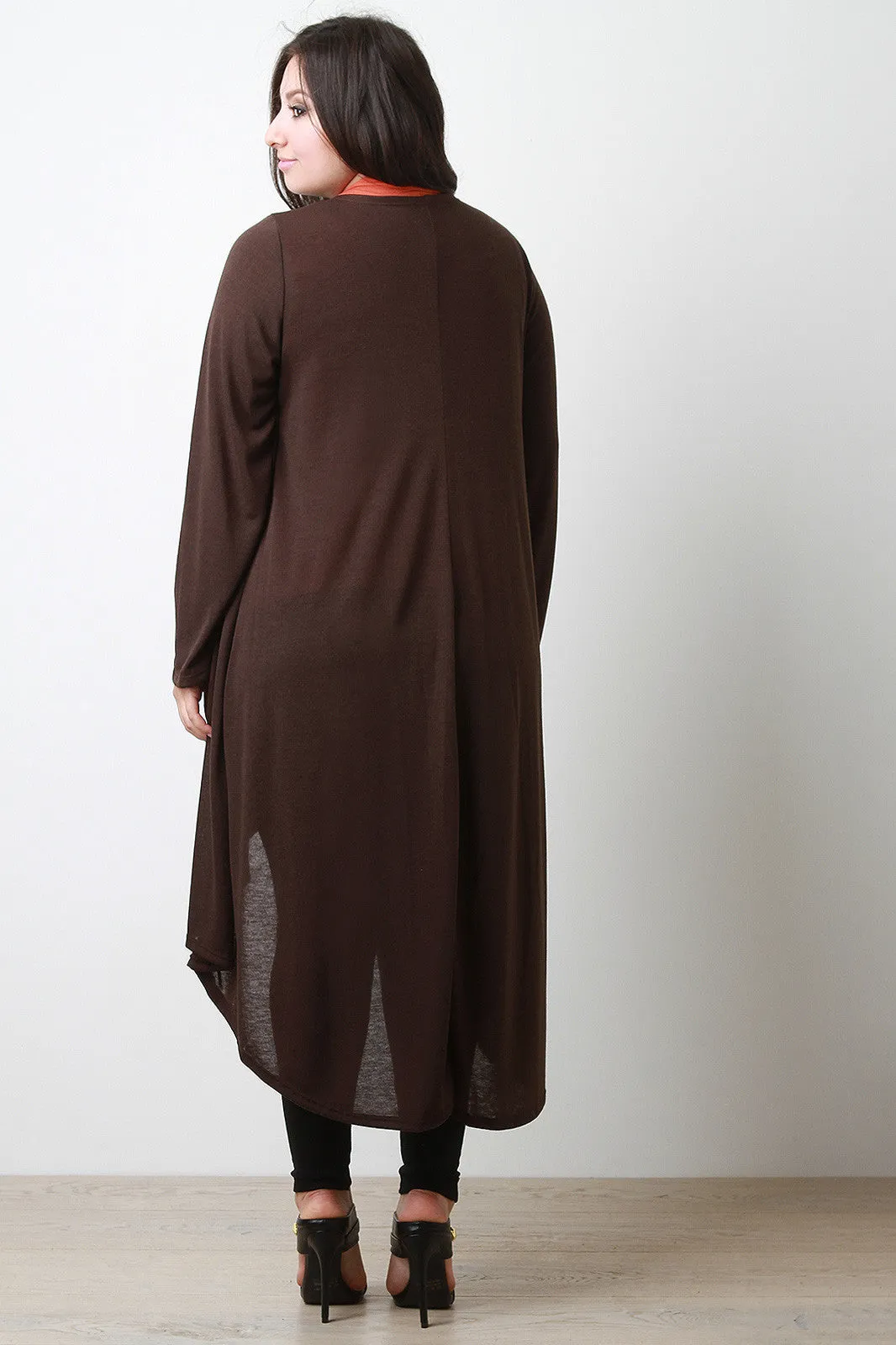 Longline Drape Open Front Cardigan