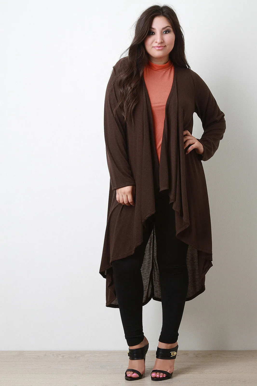 Longline Drape Open Front Cardigan