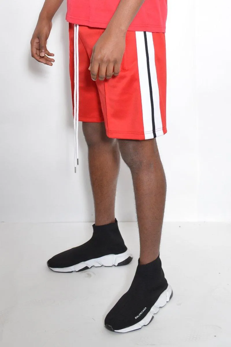 Mens Drawstring Striped Tape Shorts