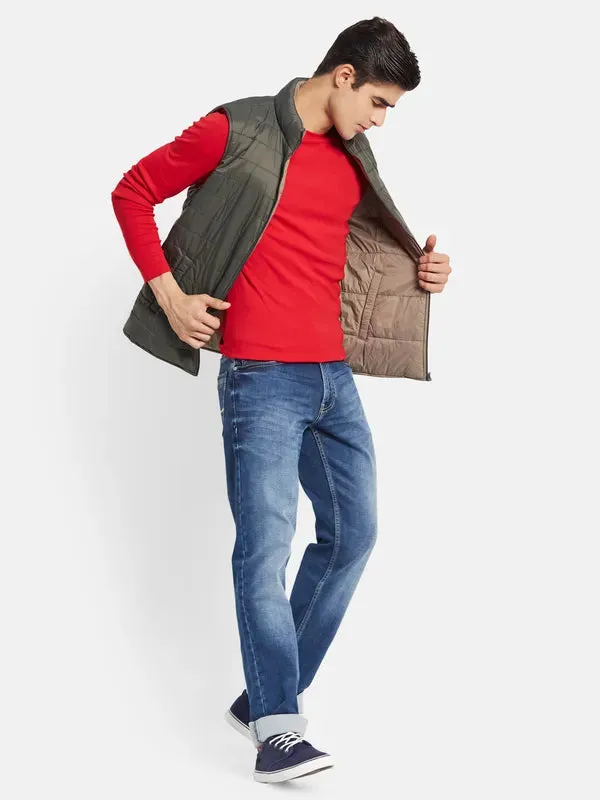 Mettle Men Olive Green Open Front Jacket