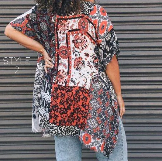 Mixed Print Kimono