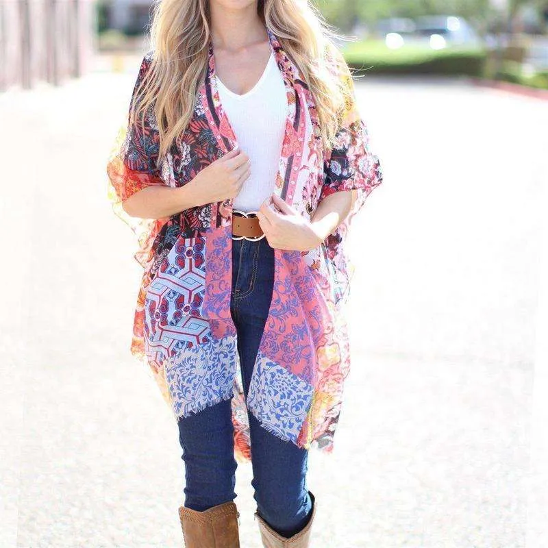 Mixed Print Kimono