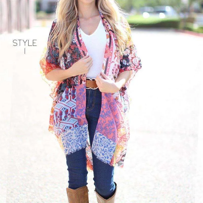 Mixed Print Kimono