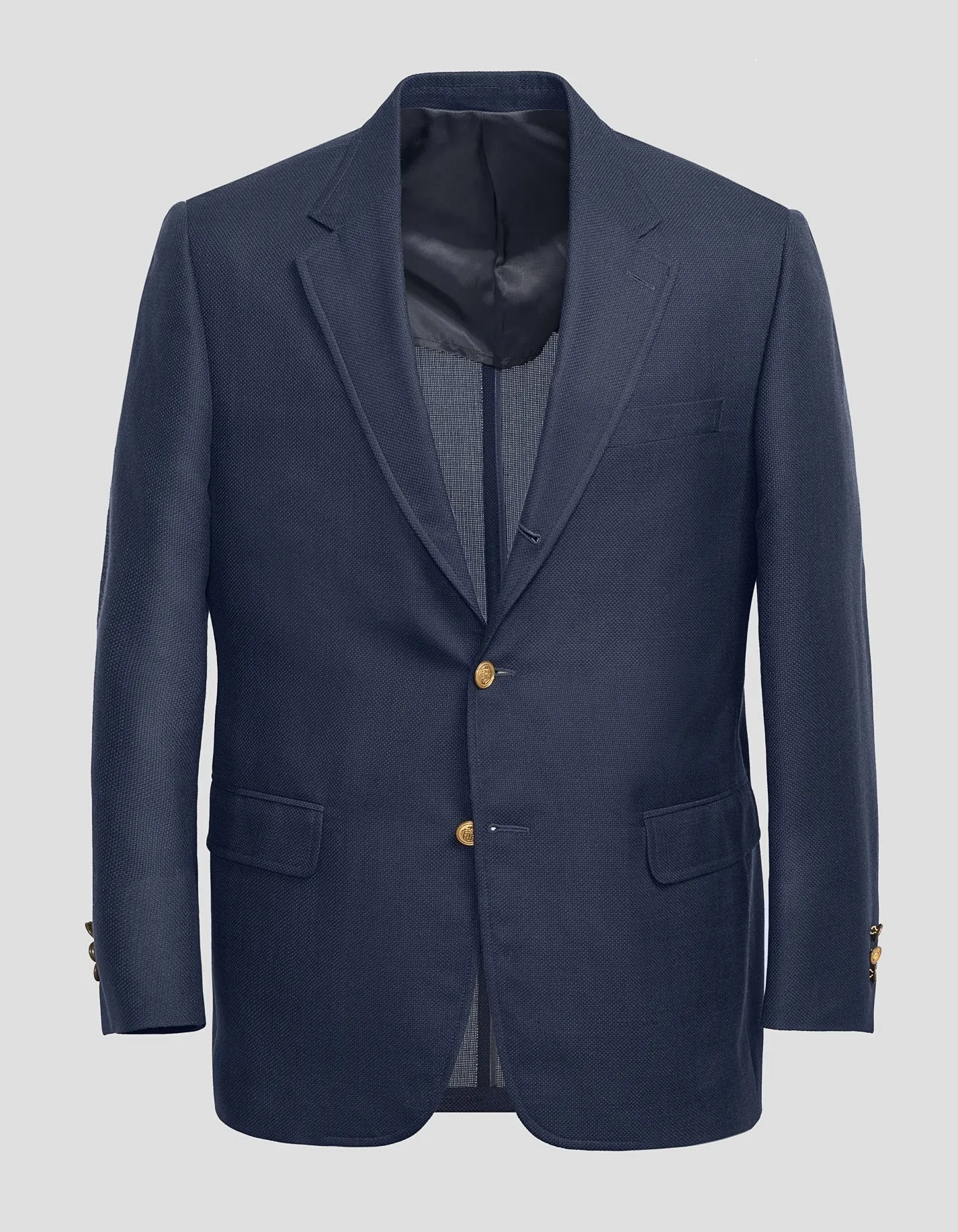 NAVY COTTON/WOOL HOPSACK BLAZER