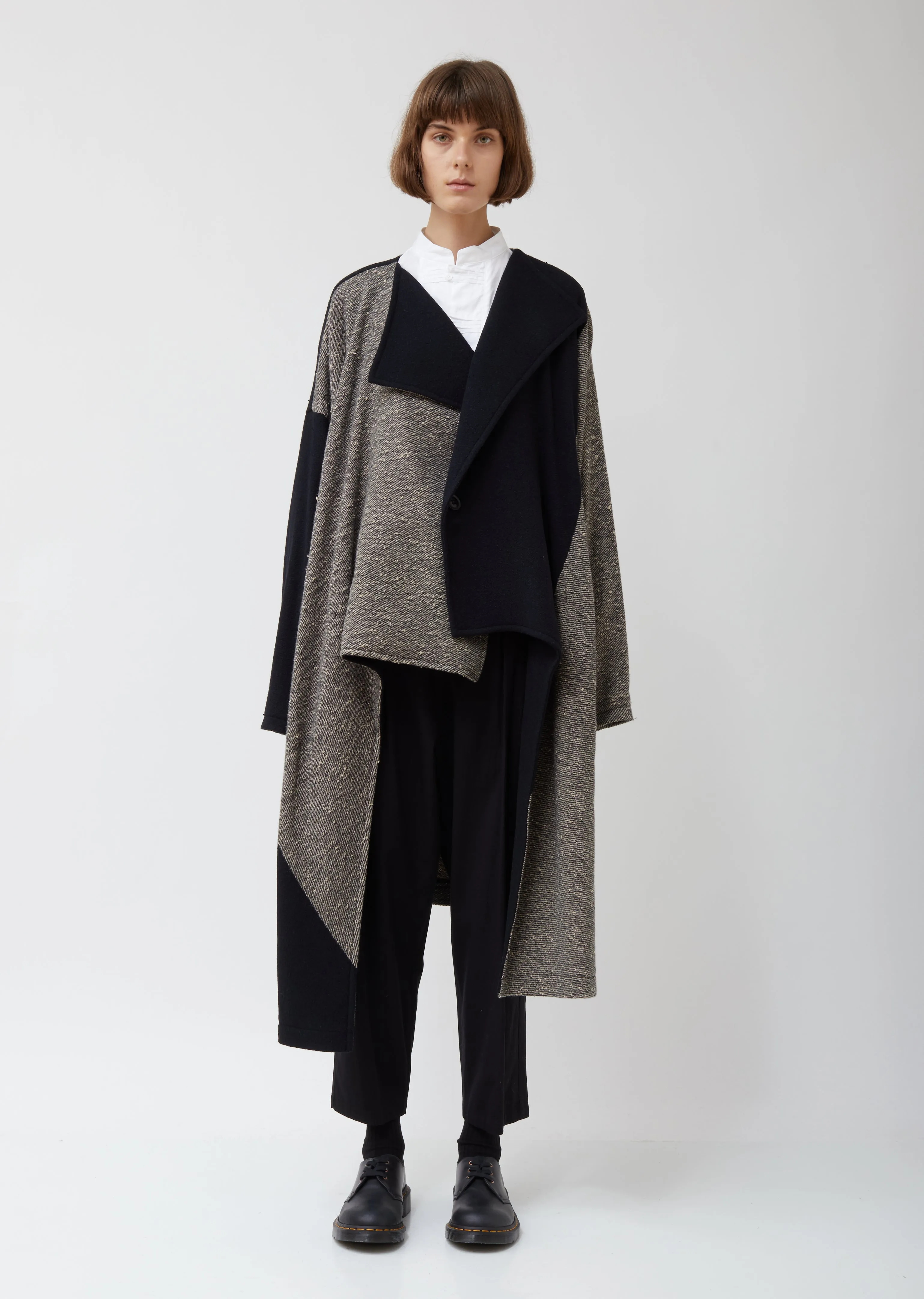 O-collarless Wool Big Coat B