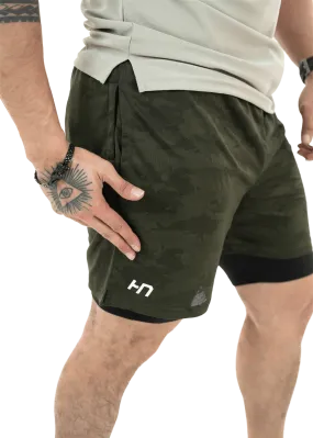 Olive Green 2Layer Performance Shorts