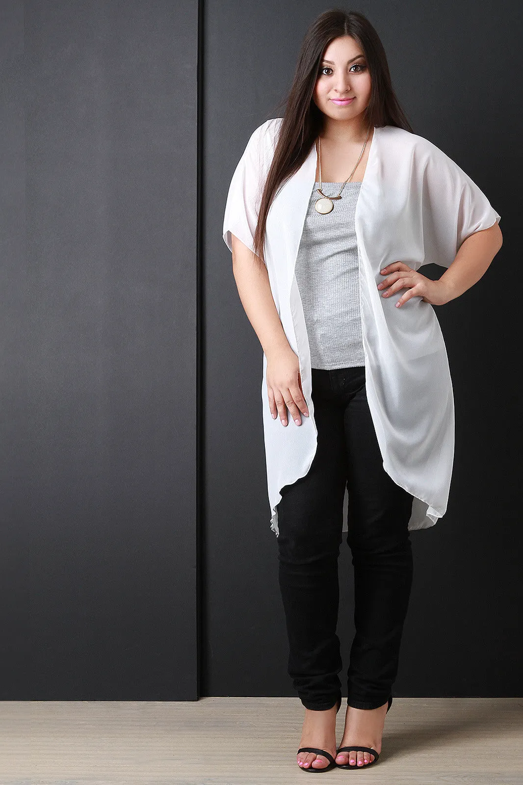 Open Front Chiffon Cardigan