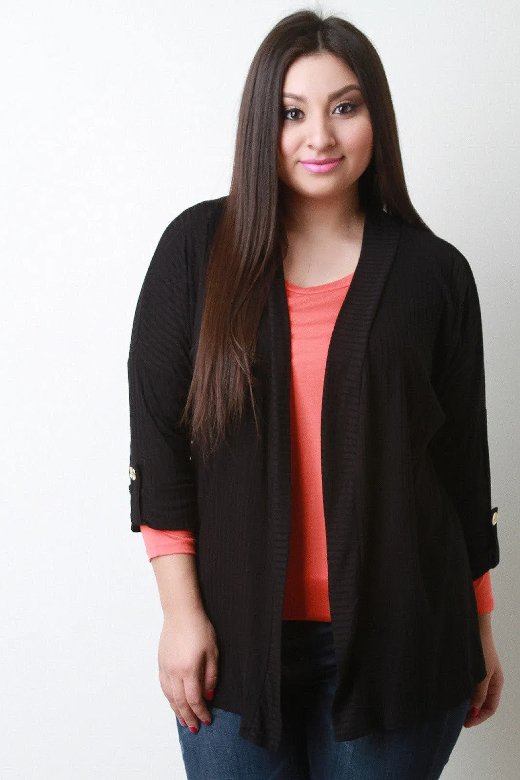 Open Front Drop Shoulder Cardigan