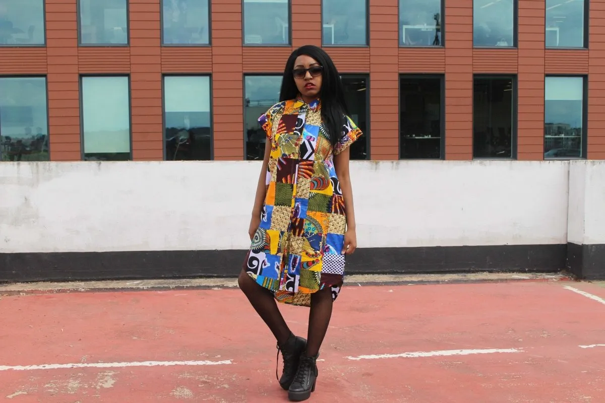 Patchwork Festival Dress in a Shirt Dress Style