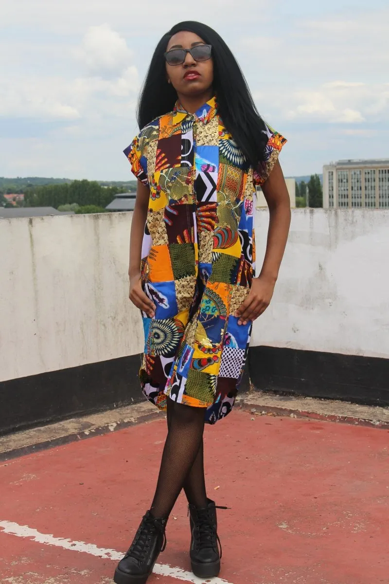 Patchwork Festival Dress in a Shirt Dress Style