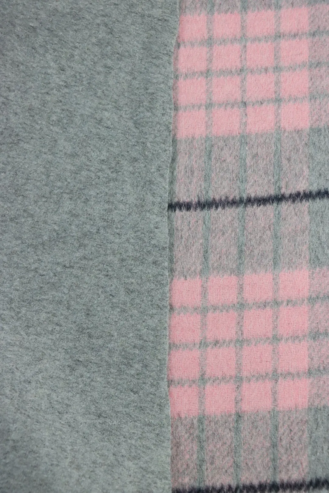 Pink/Gray/Black Plaid Melton Double Weave Wool | By The Half Yard