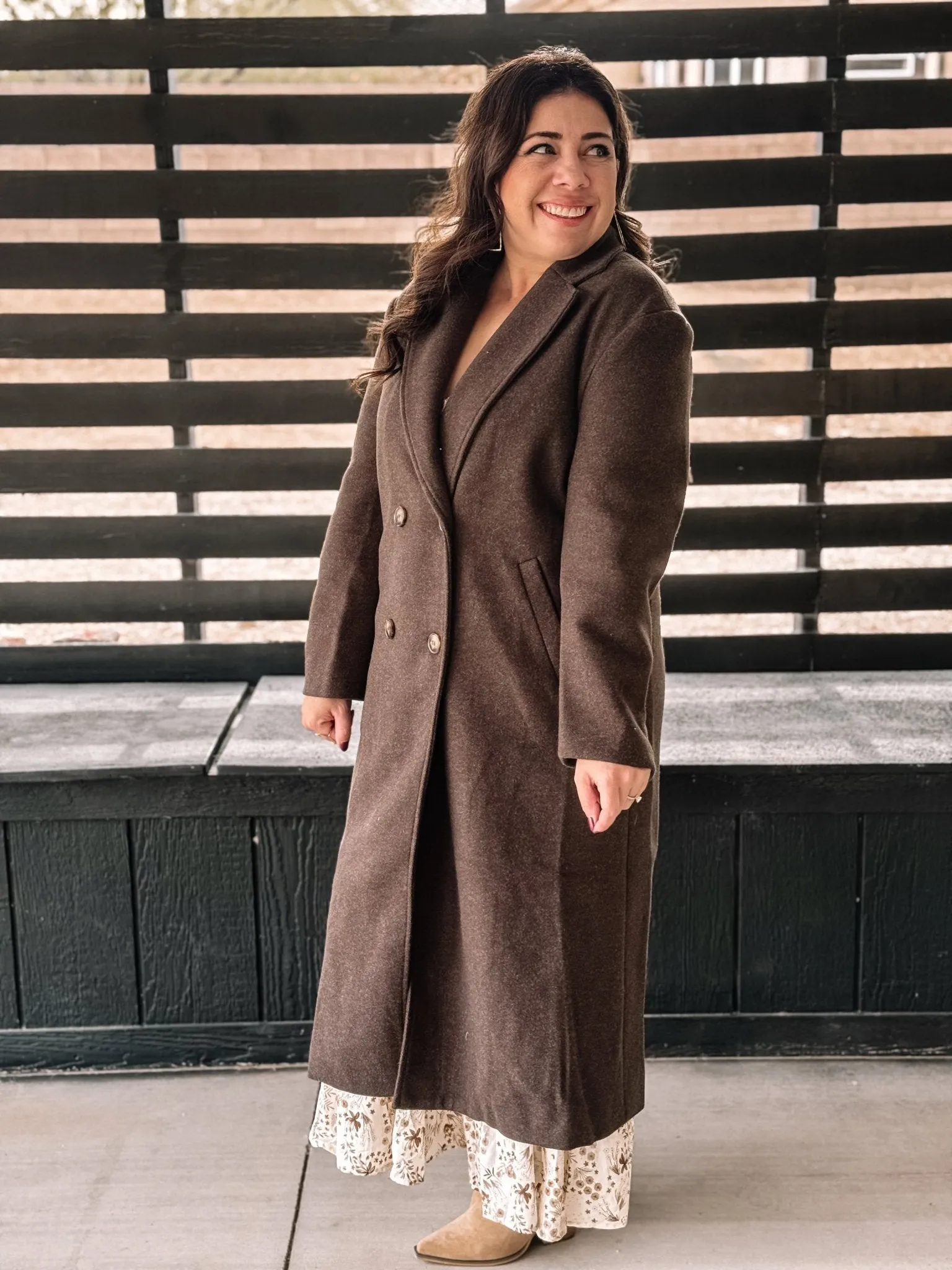 Prairie Winds Boho Western Lapel Duster Coat, Heathered Mocha