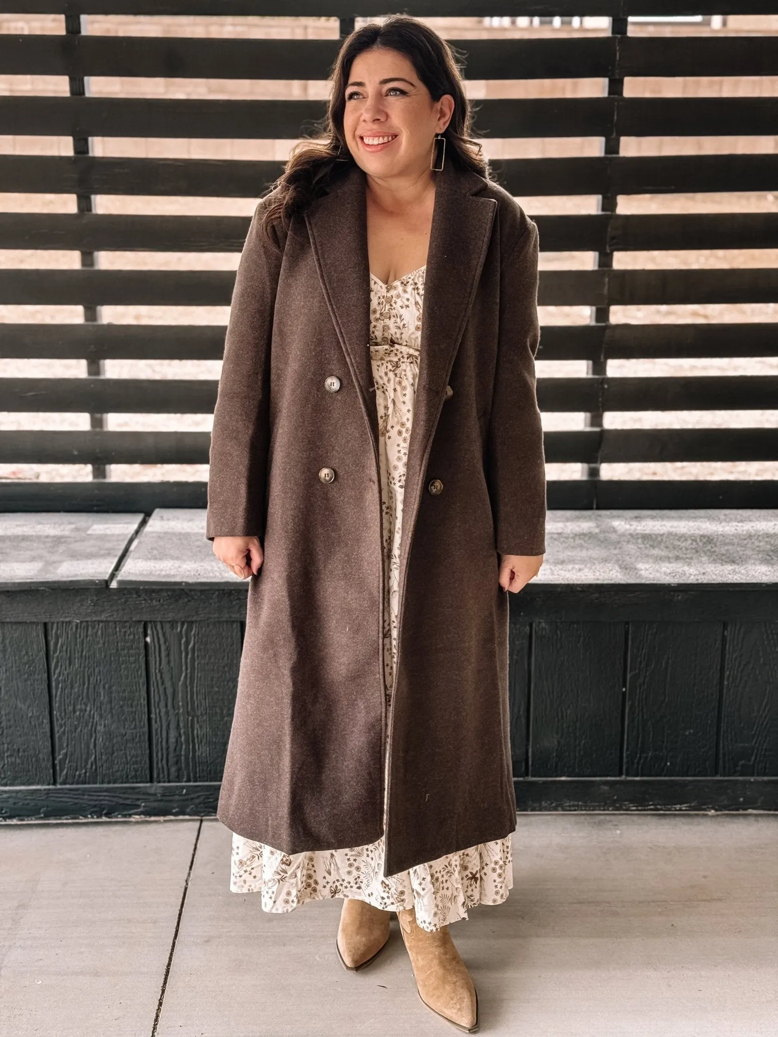 Prairie Winds Boho Western Lapel Duster Coat, Heathered Mocha