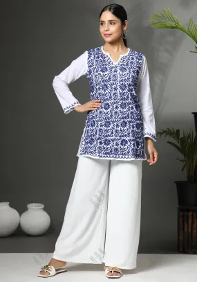 Premium Hand Embroidery Chikankari Printed Short Cotton Tunics