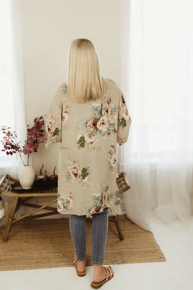 Print Floral Kimono