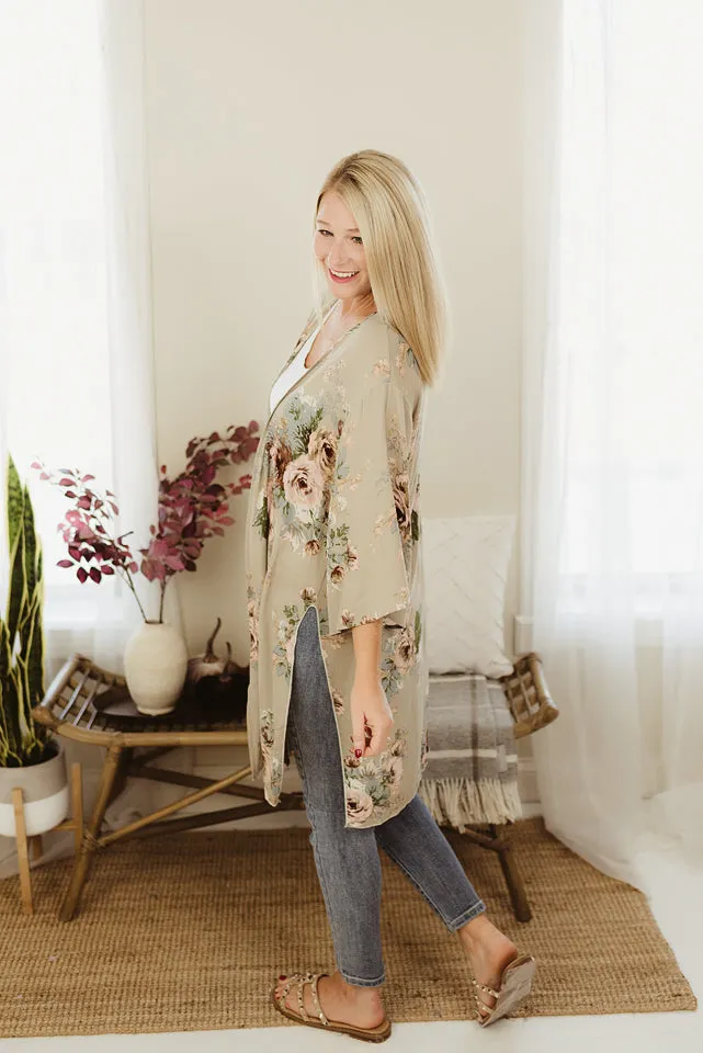 Print Floral Kimono