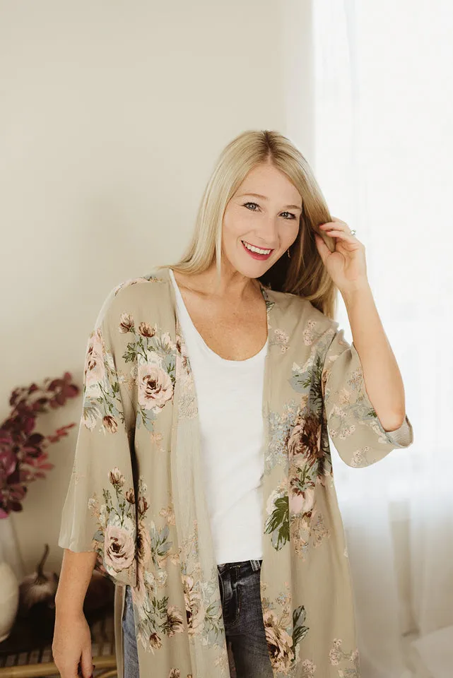 Print Floral Kimono