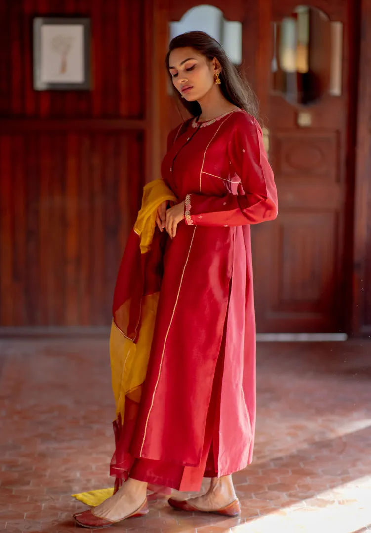 Pure Handwoven Chanderi Silk Kurta Set