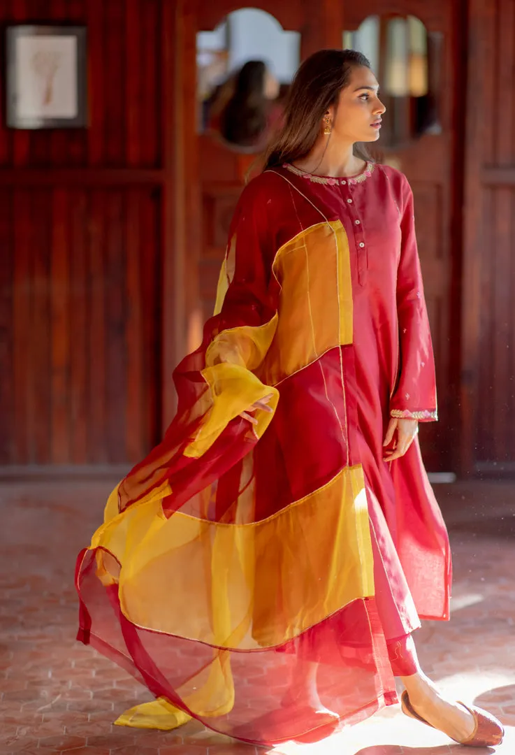 Pure Handwoven Chanderi Silk Kurta Set