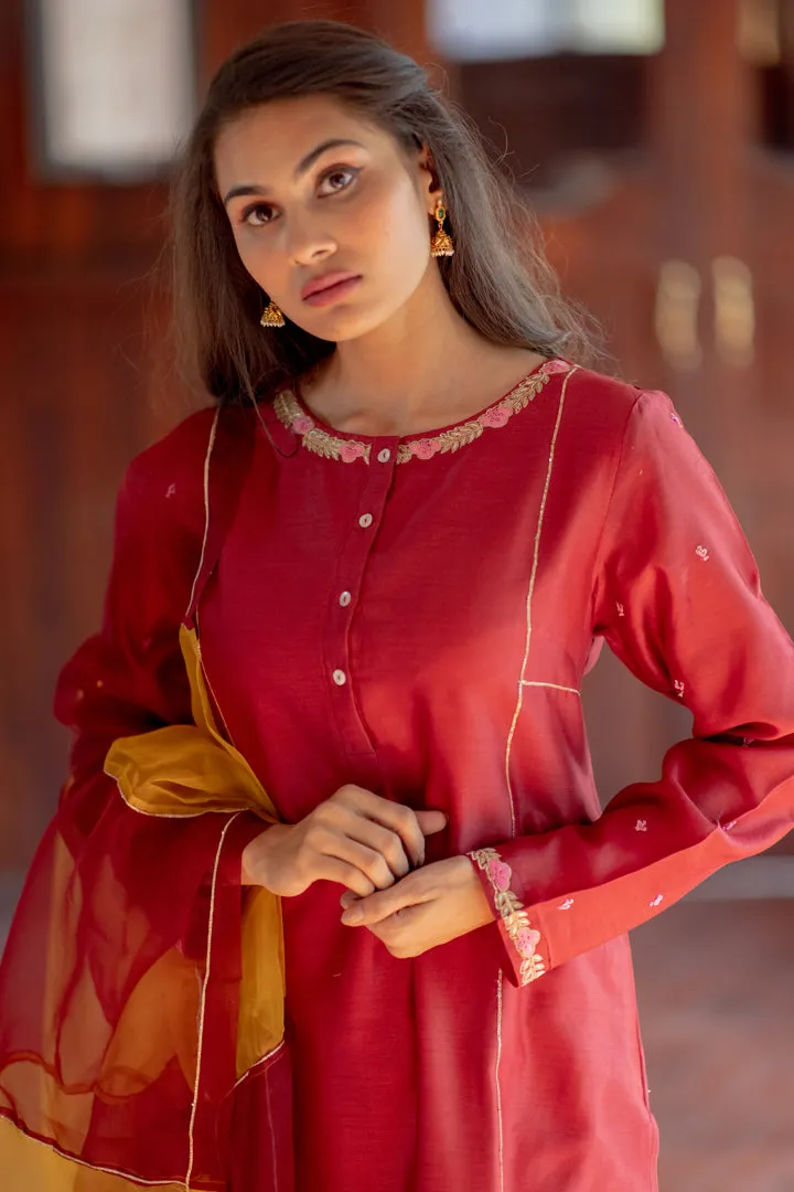 Pure Handwoven Chanderi Silk Kurta Set