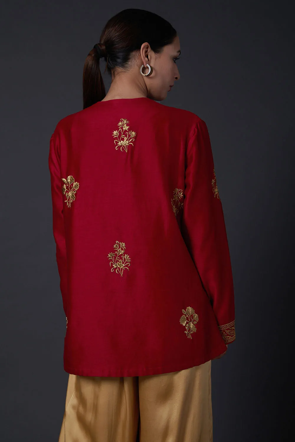 Red Zari Embroidered Tunic