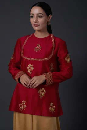 Red Zari Embroidered Tunic