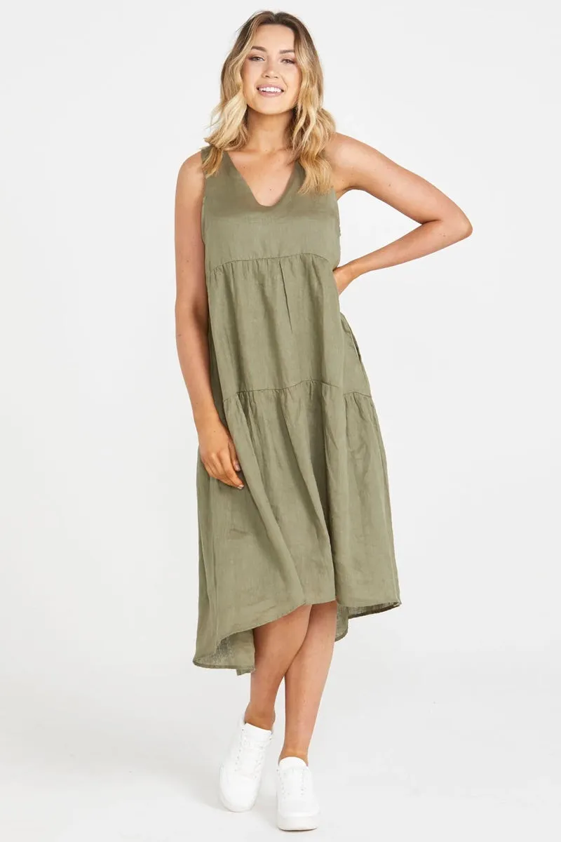 Sass - Alina Midi Dress - Khaki