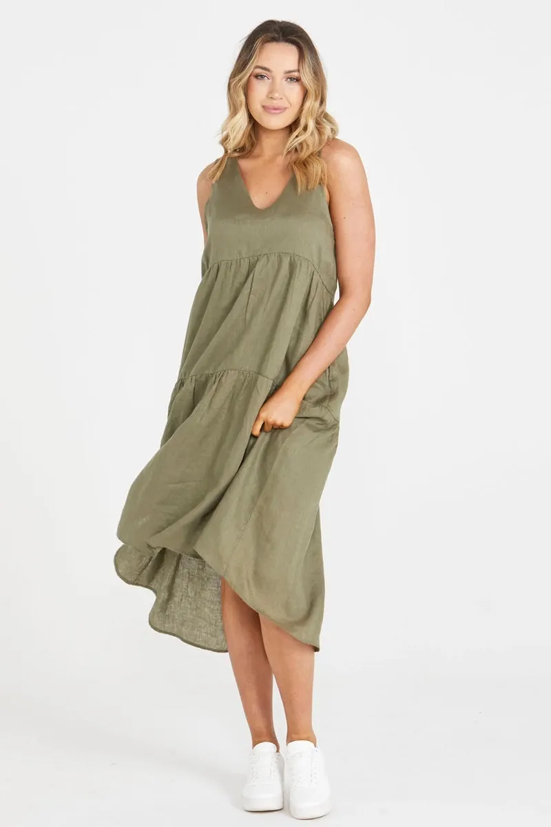 Sass - Alina Midi Dress - Khaki