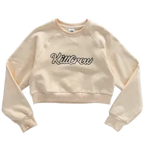 SCRIPT CROP CREW NECK - CREAM