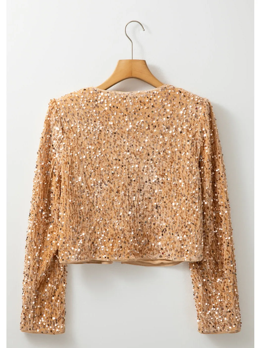 Sequin Open Front Long Sleeve Jacket