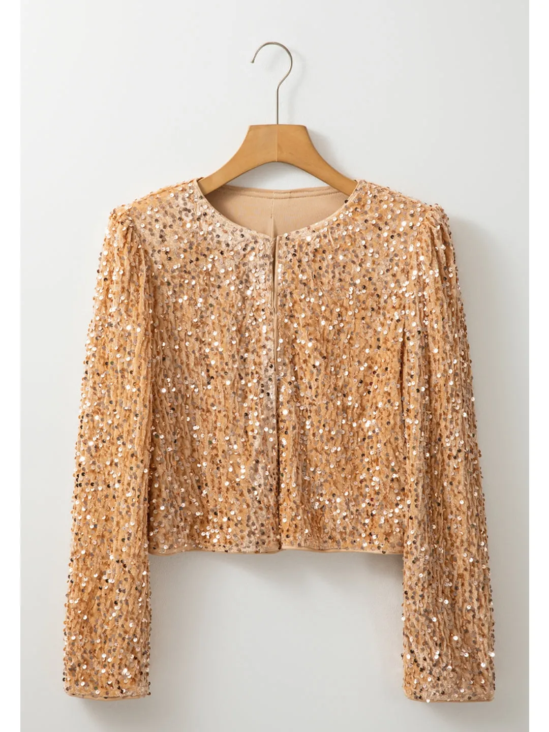 Sequin Open Front Long Sleeve Jacket