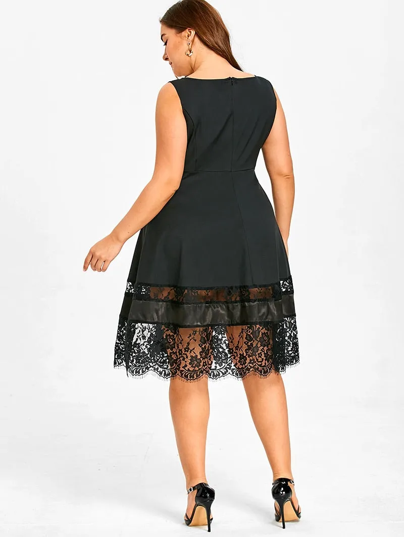 Sleeveless Lace Patchwork Dresses