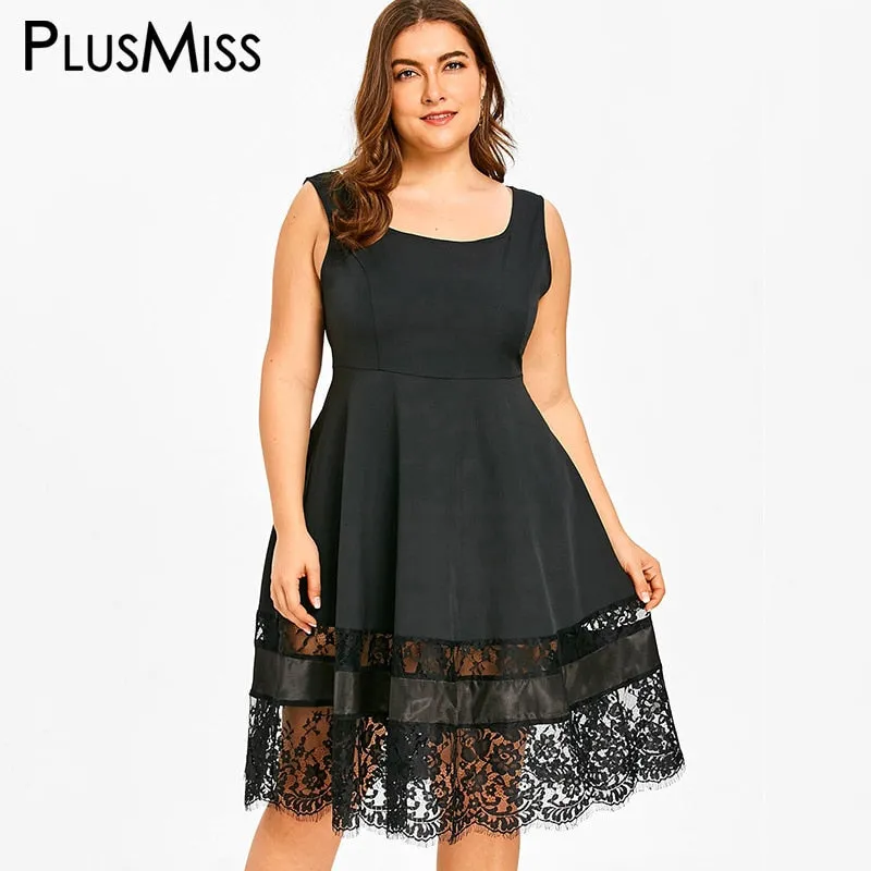 Sleeveless Lace Patchwork Dresses