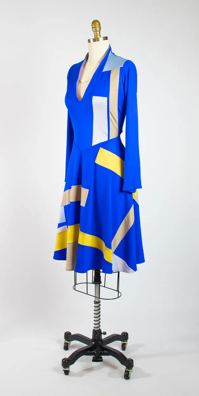 Small Blue Patchwork Silk Jersey Dress