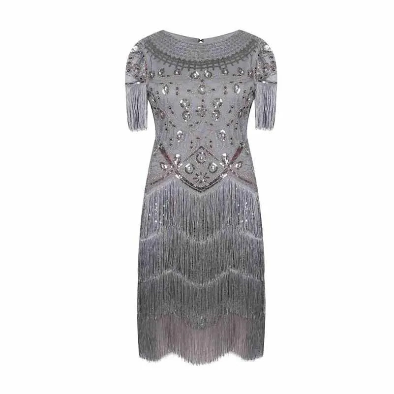 Sparkly Event Dress Sequins Fringed 1920s Dress