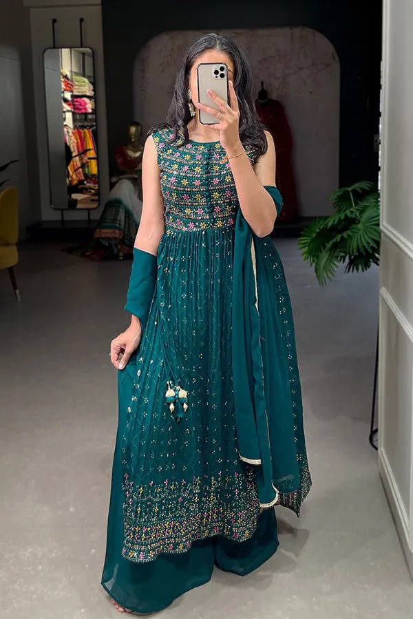 Teal Palazzo Kurti For Raksha Bandhan 2023