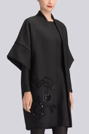 Textured Cloque Caftan Coat