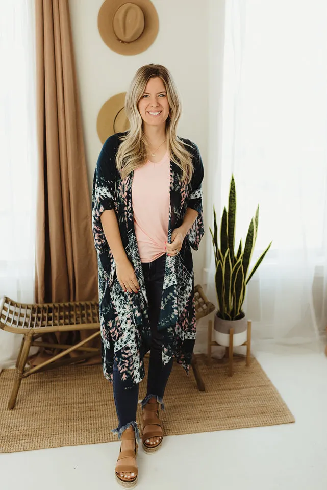 Tie Dye Geometric Kimono