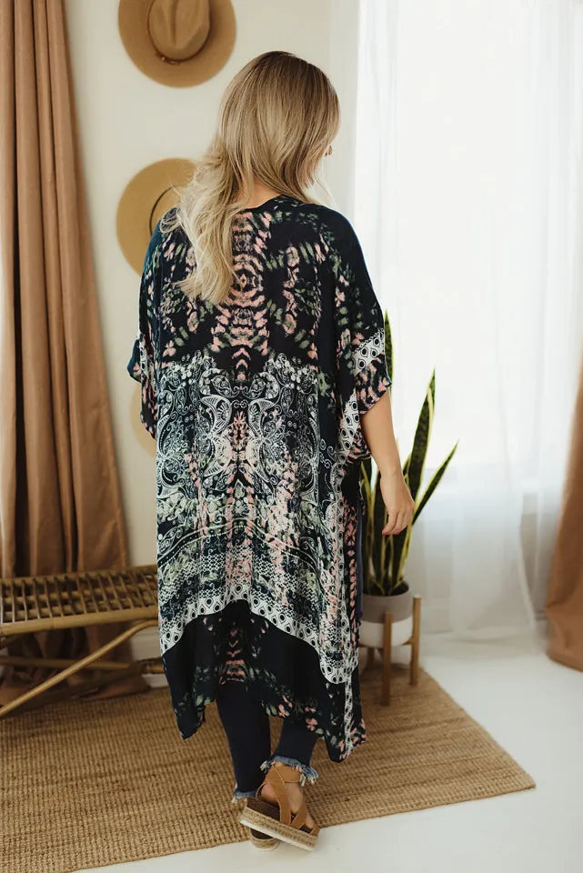 Tie Dye Geometric Kimono